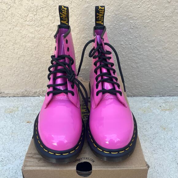 Dr Martens Patent Leather Air Bounce Boots 1460 Pink Thrift Lamper Air Wair SZ 9 - Picture 2 of 9